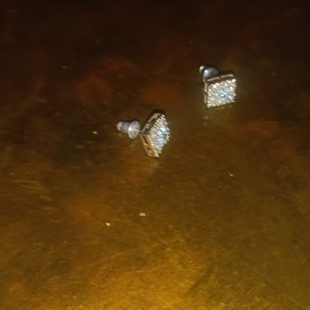 Square Silver Stud Earrings - image 1